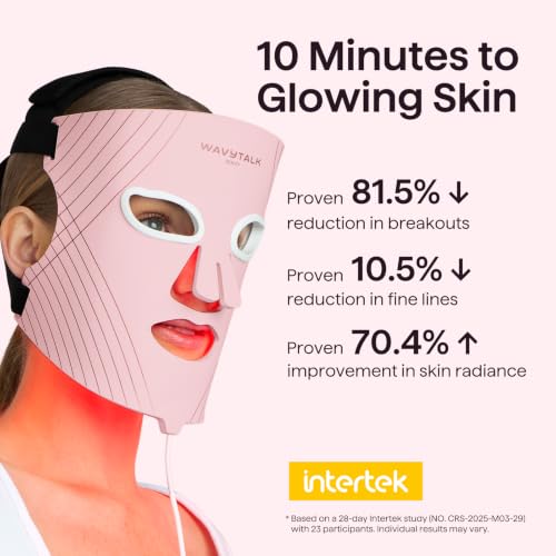 Image of Wavytalk Red Light Therapy Mask for Face, Glow Time LED Face Mask 850nm NIR
