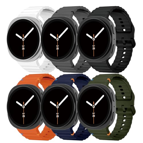 6 Pack Sport Band Compatible for Samsung Galaxy Watch 8 40mm/44mm & 8 Classic 46mm, No Gap Soft Silicone Replacement Strap with Wristband for Men Women