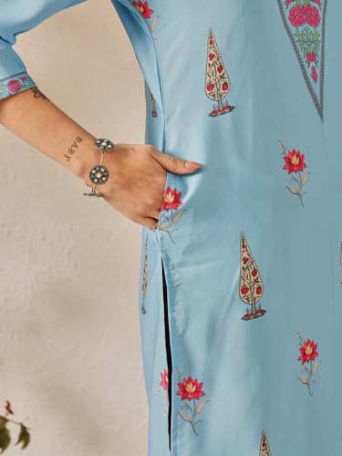 Image of Amazon Brand - Anarva Women's Cotton Printed Straight Kurti