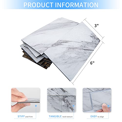 Image of Art3d 102-Pack Peel and Stick Backsplash on Subway Tile, White Granite