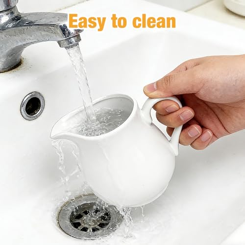 DAJASD Milch und Zucker Set mit Deckel und Löffel, 260ml Milchkännchen Weiß Keramik und Zuckerdose, Keramik Milchkännchen und Zuckerdose mit Holz Tablett, Spülmaschinen- und Mikrowellengeeignet(Weiß)