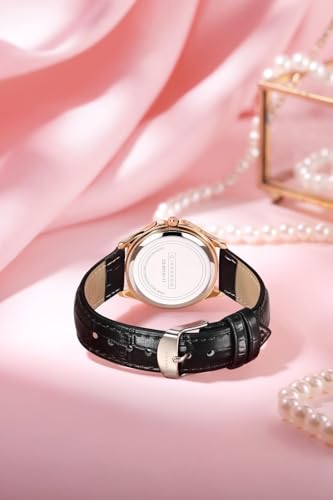 Image of Giordano Luxury Analog Watch for Women with Crystal-Studded Bezel & Leather Strap - Octagonal Case, Elegant Quartz Wristwatch
