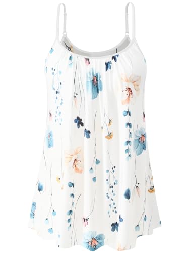 Komfokore Damen Camisole mit Integriertem BH Lässige Unterhemden Verstellbare Spaghettiträger Top Lockerer Schnitt InkWash S