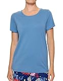 HUE Women's Sleep and Lounge Pajama Separates, Late Summer & Fall Collection, Coronet Blue-Scoop Neck Short Sleeve Tee, X-Large