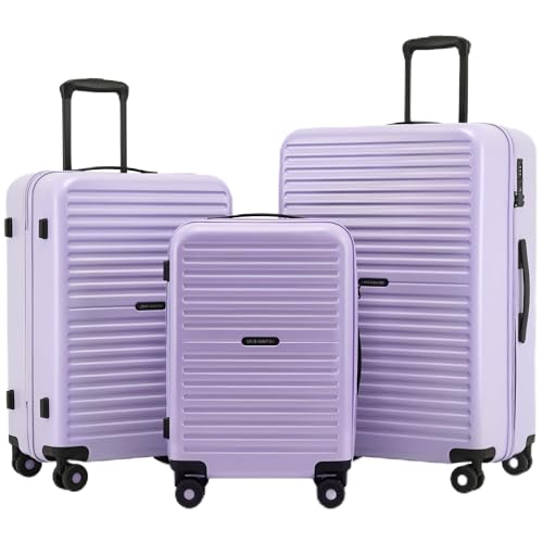 LONG VACATION Luggage Sets PC Lightweight Suitcase with Spinner wheels 3 Piece Luggage Set with TSA Lock Hard shell Suitcase Set Checked Travel Suitcase (Lavender 3 Piece Set)
