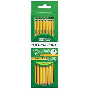 Ticonderoga Wood-Cased Pencils, Pre-Sharpened, #2 HB Soft, Yellow, 18 Count