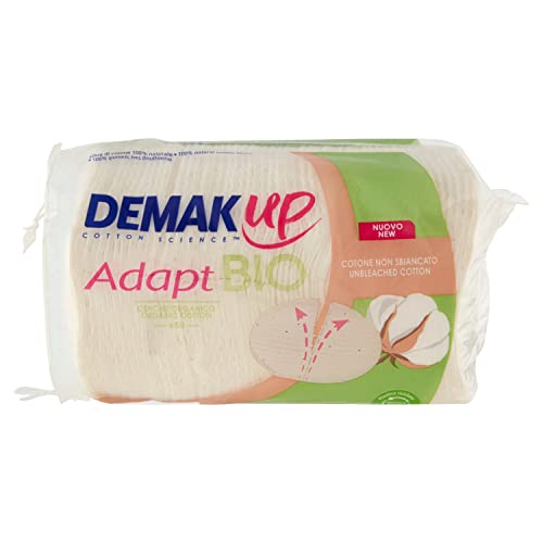 Demak'Up Adapt Bio Make-up-Baumwolle - Gesicht und Augen - 100% natürliche Baumwollfasern - nicht gebleicht - GOTS-zertifiziert - 50 Baumwolle Cover