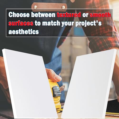 Image of HDPE Plastic Sheet 1 /2 Inch Thick 6 inch x 12 inch, High Density Polyethylene Solid Board with Different Surfaces (Textured Front & Smooth Back), 0.5 inch Thick DIY Machining Panels for Home, Crafts (White)