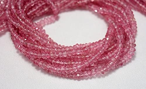 LKBEADS 5 żyłek różowy topaz kolor powlekany koralik, różowy topaz fasetowane okrągłe koraliki, koraliki z kamieni szlachetnych, koraliki 3 mm, 30 cm