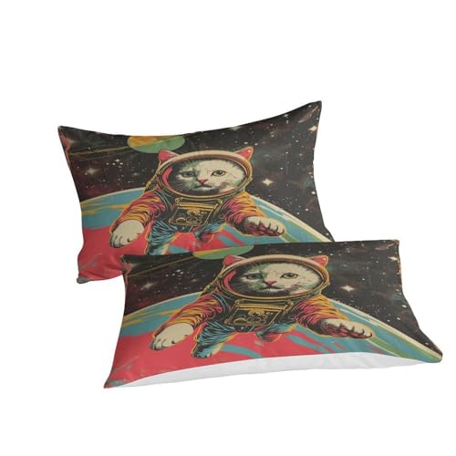 Housse de couette chat 3D en microfibre pour lit une place - 3