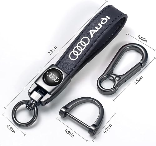 Image of Leather Car Keychain for Audi A3 RS3 A4 A5 A6 A7 RS7 A8 Q3 Q5 Q7 R8 Key Chain for Men and Women Family Present Key Ring Accessories(Black)