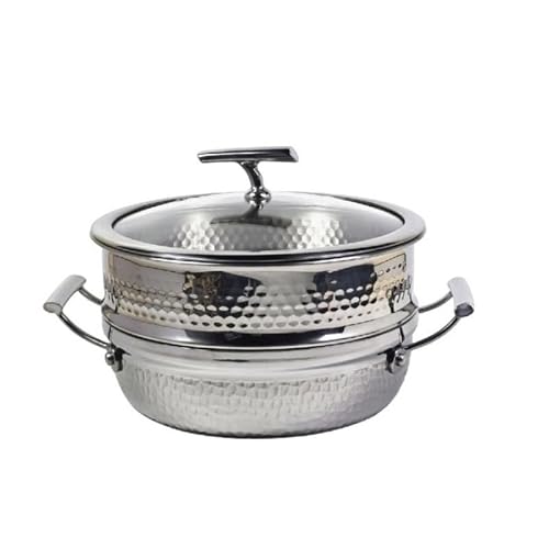 GTHTUHFD Hammer Texture Large Capacity Household Stainless Steel Steamer Not Picky Stove,Stainless Steel-28cm