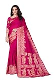 Vedant Vastram Sari en soie Banarasi & Kanjeevaram de créateur pour femme (Meera), magenta, Free