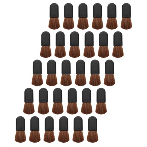 Uonlytech Brochas para Colorete 30 Piezas Mango Negro, Pelo Natural de Caballo, Pinceles Portátiles para Maquillaje en Polvo Suelto y Base, Aplicador Multifuncional para Uso Profesional