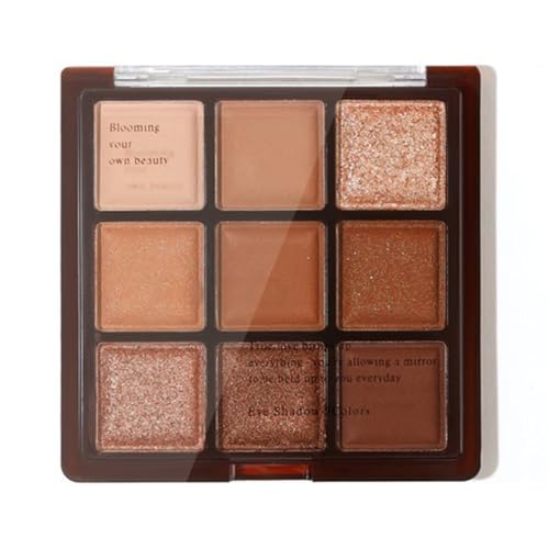 EONFAVE Palette de fards à paupières au chocolat, 9 couleurs, palette de fards à paupières marron, nude, chatoyant, mat, taille de voyage, pour femmes et filles