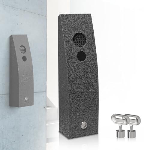 MHHQ Wall Mounted Commercial Receptacles Outdoor Metal Butt Container Ash Disposal Outdoor Vertical Trash Can for Patios Gardens Hotels Pubs Offices(Business Gray)