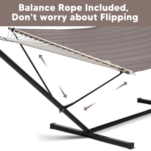 Image of SUNCREAT Portable Outdoor Hammock with Stand, Canopy, Brown