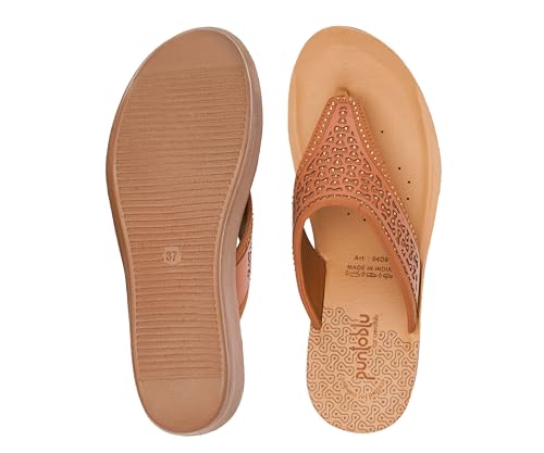 Image of puntoblu Embellished Ultra Comfort Platform Heels for Women | Comfortable Padded Footbed | Anti-Skid & Durable High Heel Slippers for Girls | Ideal for Casual, Party & Ethnic Wear
