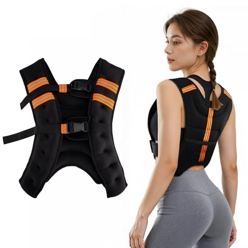 Dojavop - Chaleco con peso, chaleco de peso de 10 libras/14 libras con rayas reflectantes para entrenamiento, entrenamiento de fuerza, correr, fitness, construcción muscular, pérdida de peso