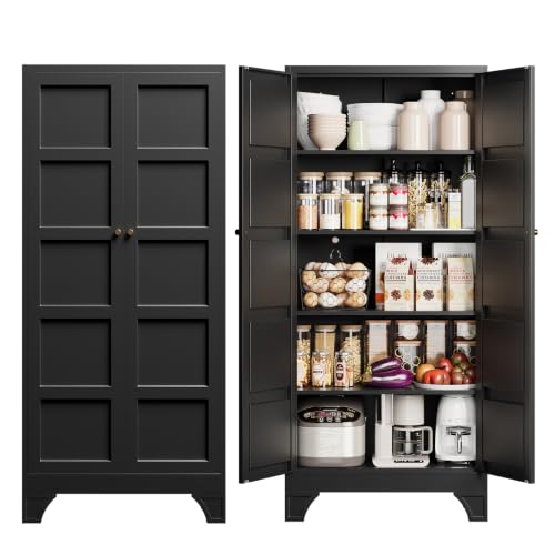 71" Kitchen Pantry Storage Cabinet Tall Steel Cabinet Metal Storage Cabinet