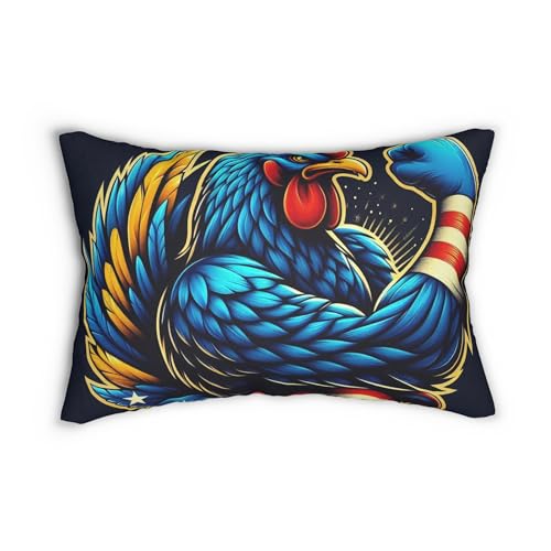 Fighting Blue Hen Spun Lumbar Pillow 20x14 - Delaware's Symbol in Vibrant Colors