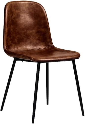Inmod Halldis Silla auxiliar, juego de 2, sillas de comedor modernas de cuero sintético tabaco, silla de comedor moderna de mediados de siglo, silla