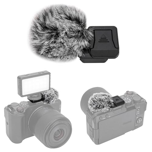 Image of JJC Cold Shoe Wind Muff for Canon EOS R50 V R50V Camera(Not for R50), Black | Furry Windshield with Shoe Adapter Mount Holder for LED Light Microphone Attachment, Canon R50V Vlogging Accessories