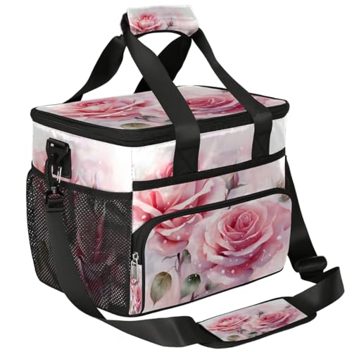 Blooming Flower Insulated Picnic Backpack Lunch Box for Women Men Picnic Basket Tote Lunch Bag Picnic Bag Portable Lunch Bags for Picnic, Beach, Work, Trip,Office, Camp Roses
