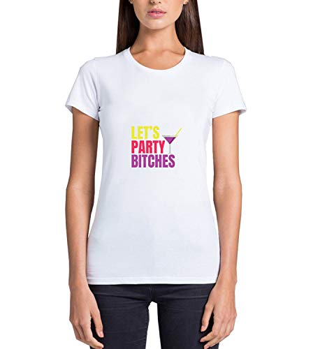 Glamourlab Lets Party Bitches Cocktail Happy Hourr1793 Para Mujeres Camiseta T Shirt Tshirt T Shirt Gift For Her Funny Present S White Womens