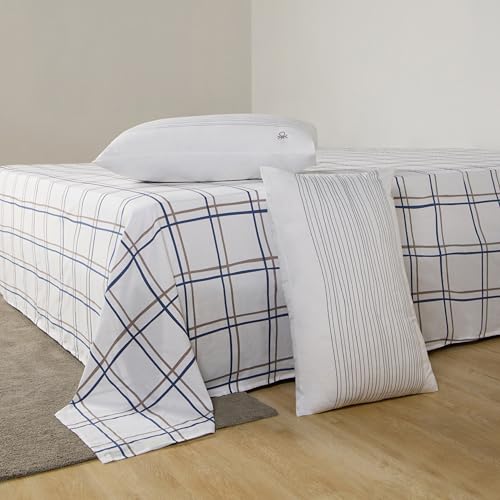 Image of United Colors of Benetton King Size Bedsheet Set | 100% Cotton 210 TC Double Bed Sheet with 2 Pillow Covers | Soft, Skin-Friendly & Fade-Resistant, Boutique Collection