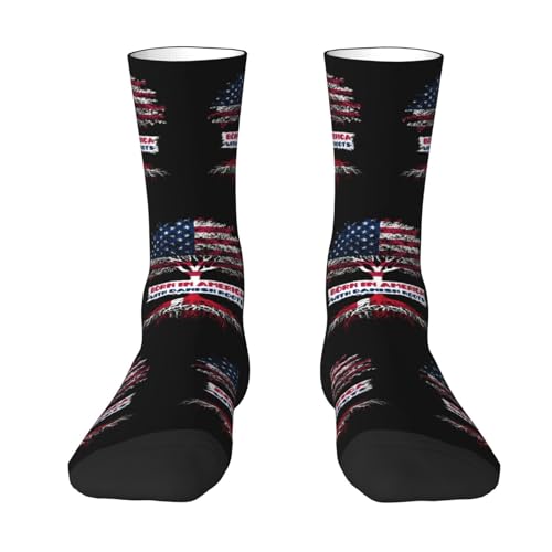 Born in America with Danish Roots, Denmark USA Heritage Adult Polyester Crew Socks Breathable Moisture-Wicking Athletic Running Gym6