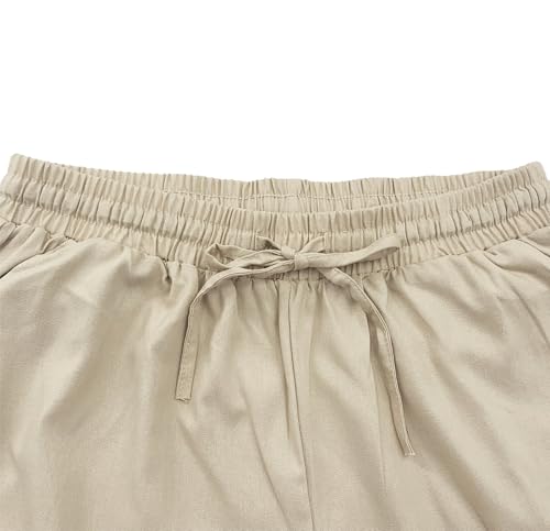 Women Linen Pants Summer 2025 High Waist Comfy Gauze Slacks Lightweight Casual Loose Trousers with Pockets3