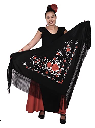 AMINA JAADE Mantón de baile flamenco o sevillanas. Mantón de manila. Talla grande 190X90cm Cover