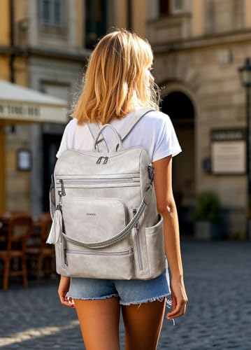 Image of Shrrie Vegan Leather Laptop Backpack for Women 15.6 inch Work Backpack Fashion Travel Backpack Purse for Business College