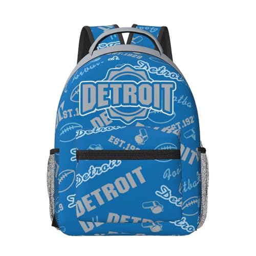 Mochila de futebol para meninos e meninas, mochila esportiva, adequada para uso escolar, presente para homens e mulheres fãs, Detroit