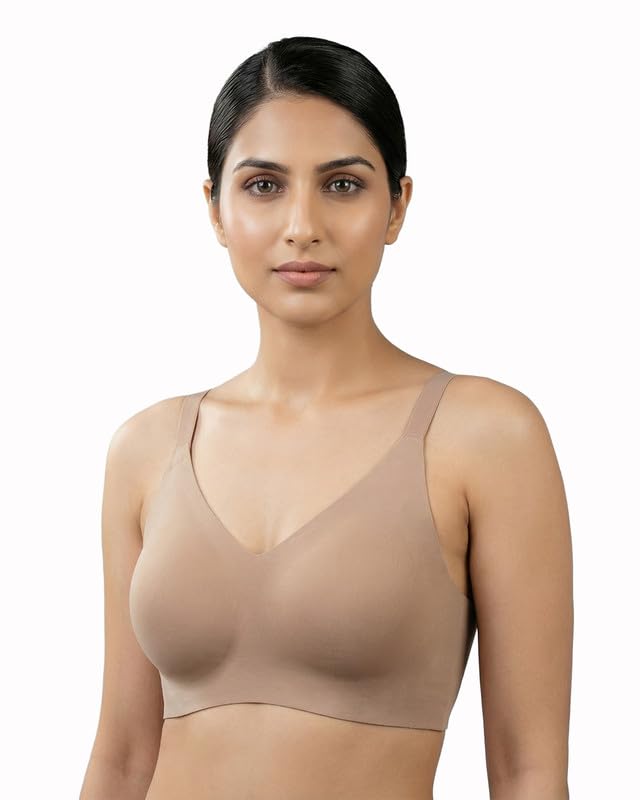invisi-soft Women’s Cotton Spandex Bonded Seamless Non-Padded Bra | Wire-Free Full Coverage | Elastic-Free Bottom Band & Armholes | Hidden Concealer, Side Wings with Internal Gripper | Pack of 1 |-picture-16