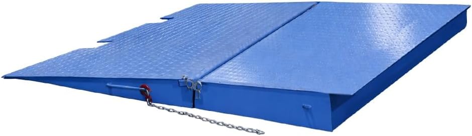 Mytee Products 71" x 88" Heavy Duty Foldable Shipping Container Ramp with Safety Chain & D Shackle - 14,000 Lbs WLL for Forklift & Hand Truck - Blue