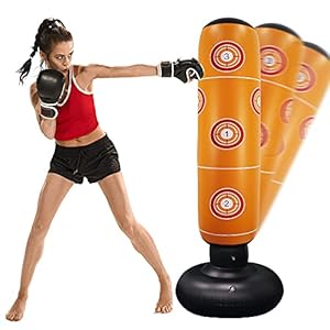 Punching-Bag-for-Kids-63-Inch-Inflatable-Kids-Punching-Bag-with-Stand-Free-Standing-Boxing-Punching-Bag-Bounce-Back-for-KidsYouthAdults-Practice-Kickboxing-MMA-Karate Punching Bag