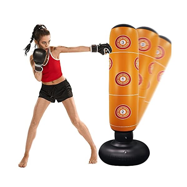 Punching-Bag-for-Kids-63-Inch-Inflatable-Kids-Punching-Bag-with-Stand-Free-Standing-Boxing-Punching-Bag-Bounce-Back-for-KidsYouthAdults-Practice-Kickboxing-MMA-Karate Punching Bag