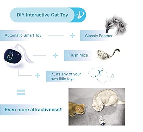 Migipaws Cat Toys, Automatic Moving Ball Bundle Classic Mice + Feather Kitten Toys in Pack. DIY N in 1 Pets Smart… - Image 4