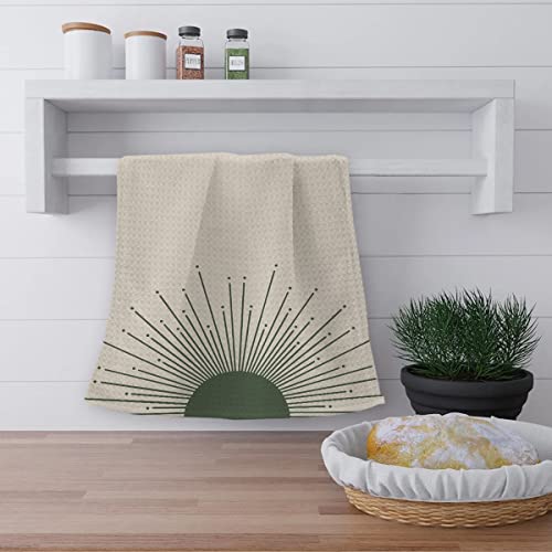 Ohsul Boho Sun Sunrise Sunshine Mountains Absorbent Kitchen Towels Dish Towels Dish Cloth Set Of 2,Boho Nature Landscape Hand Towels Tea Towel For Bathroom Kitchen Decor,Boho Lover Gifts (Green) #TOP1