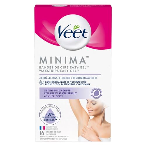 VEET PURE - 16 strisce di cera fredda ascelle, pelli sensibili, raccomandate dai dermatologi - Epilazione a lunga durata (16 bande, 16)