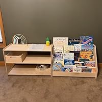 Acenova Montessori Toy Storage Shelf Set, Wooden Kids Toy Shelf and Montessori Bookshelf Organizer, Birch Wood Bookshelf and Toys Storage Rack for Toddler Room, Nursery, Classroom Furniture AC82801