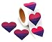 Bisexual Pride Stickers on a Roll - Heart Shaped (250 Stickers) - Support LGBT Causes