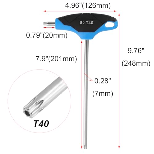 Image of Antrader T40 Torx Screwdriver,Anti Tamper Proof Torx Key,S2 Steel T-Handle Dual End Wrench-2Pcs (Blue)