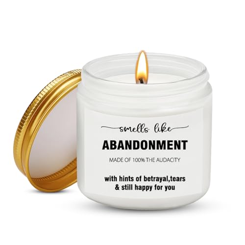 Smells Like Abandonment Candle, 3.5oz Soy Wax Lavender Candle Leaving Gifts for Colleagues Women, Funny Farewell New Job Retirement Gifts Sorry Your Leaving Gift for Colleague Work Bestie Friends