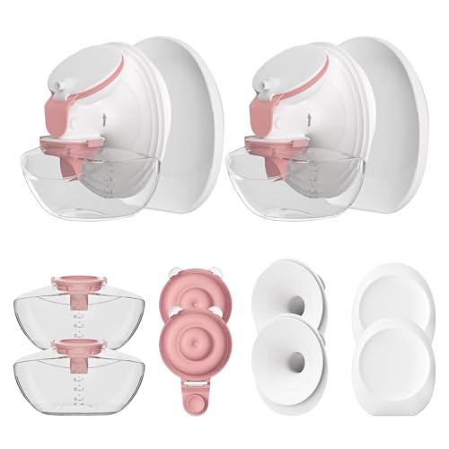 Image of 2 Pack Full Breast Pump Kits Compatible with Momcozy Upgraded Mobile Flow M9, Upgraded M9 Full Set Parts Including 24mm FlnageX2, ValveX2, DiaphragmX2, ContainerX2, 2 Set-red Overall