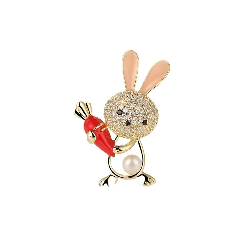 Broche de conejo con circonitas y acabado fino para trajes