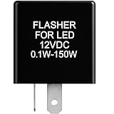 2-Pin LED Flasher Relay 12V DC – Solid State Hyper Flash Fix – Works with 0.1W–150W LED or Incandescent Bulbs – Silent Turn Signal Relay for Motorcycle, Scooter, ATV, Classic Car