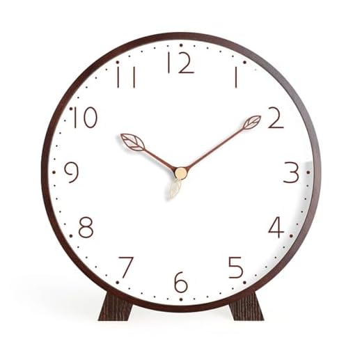 Table Clock,Silent Non-Ticking Wooden Desktop Clock,Battery Operated Decorative Desk Clock for Living Room Office Bedroom Decor (Walnut+White)
